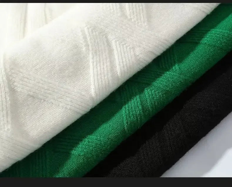 Autumn Winter Men's Sweater Casual Loose-fit Red Knitted Pullover Round Neck Base Layer Thickened Trendy Top For Men