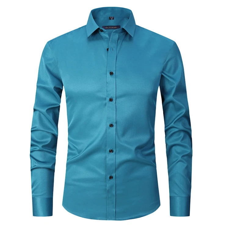 6XL 7XL 8XL Spring and Autumn Shirt Men's Long Sleeve Large Luxury Business Casual Slim Solid Color Wrinkle Free Press