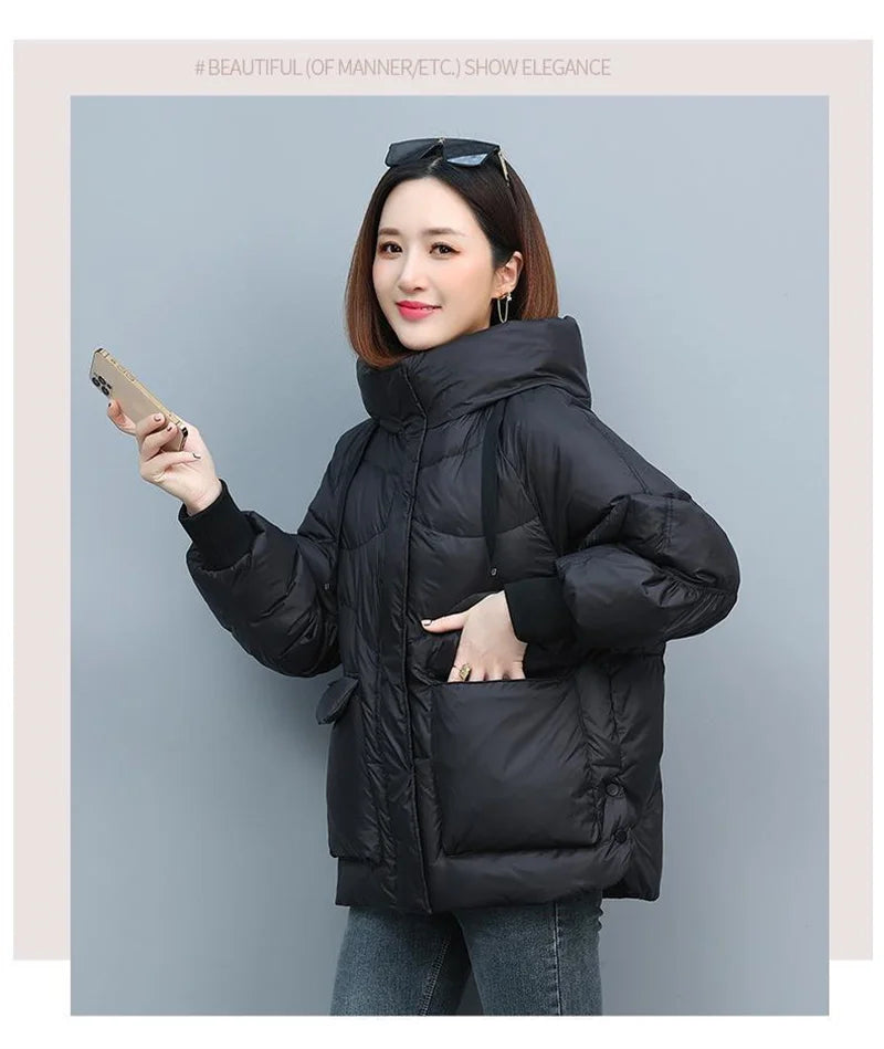 Winter Clothes Women Basic Jackets Warm Thick Down Cotton Jacket Female Short Hooded Fashion Padded-Cotton Jacket Parkas