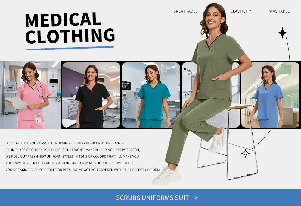 Medical Uniforms Women Hospital Nurse Scrubs Sets Pet Grooming Scrubs Unisex Clinic Nursing Surgical Uniforms Spa Uniforms Women