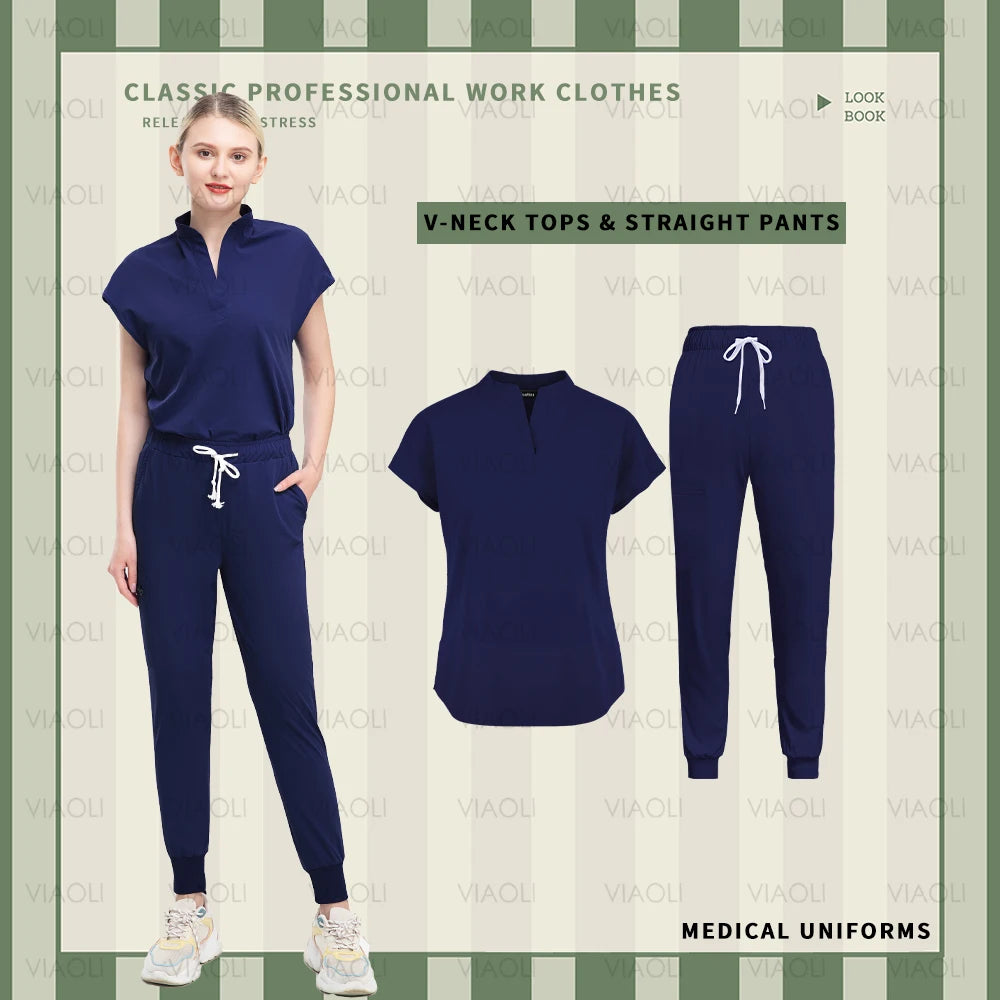 Fashion Clinical Surgical Uniforms Medical Scrubs Uniforms Sets Women Hospital Working Clothes Nurse Accessories Dental Workwear