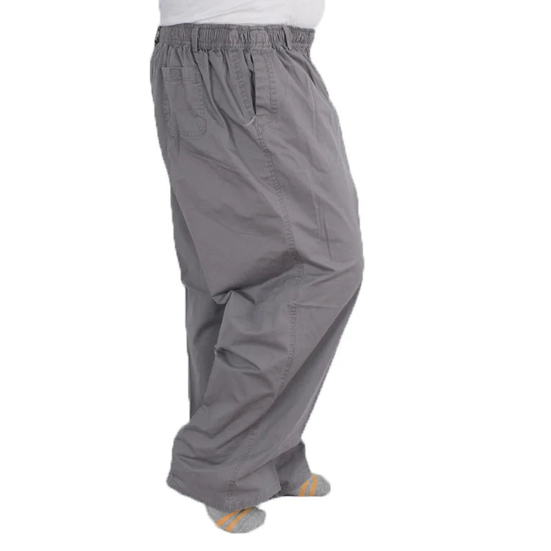 Plus size 8XL 11XL 13xl middle-aged men's summer thin elastic band high waist cotton casual trousers Dad oversize 9XL 8XL 7XL