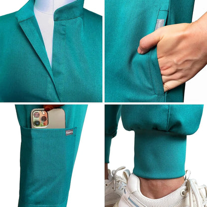 niaahinn Scrubs Set for Women Nurse Uniform Jogger Suit Stretch Top & Pants with Multi Pocket for Nurse Esthetician Workwear