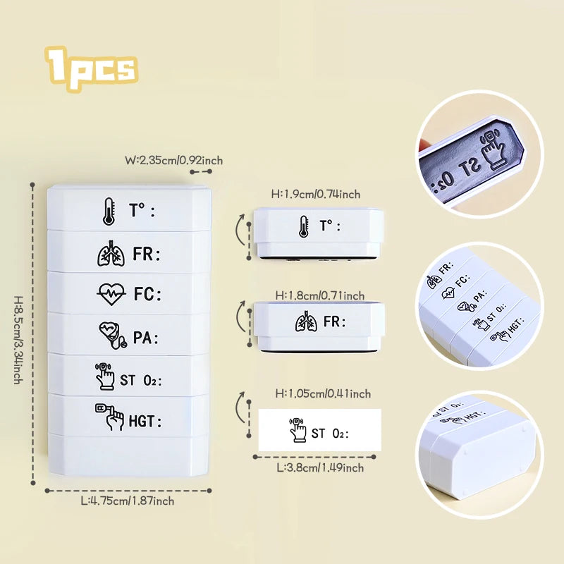 Nurse Stamp Daily Vital Sign Monitoring For Routine Patient Health Check Recording Heart Rate Blood Pressure Oxygen Saturation