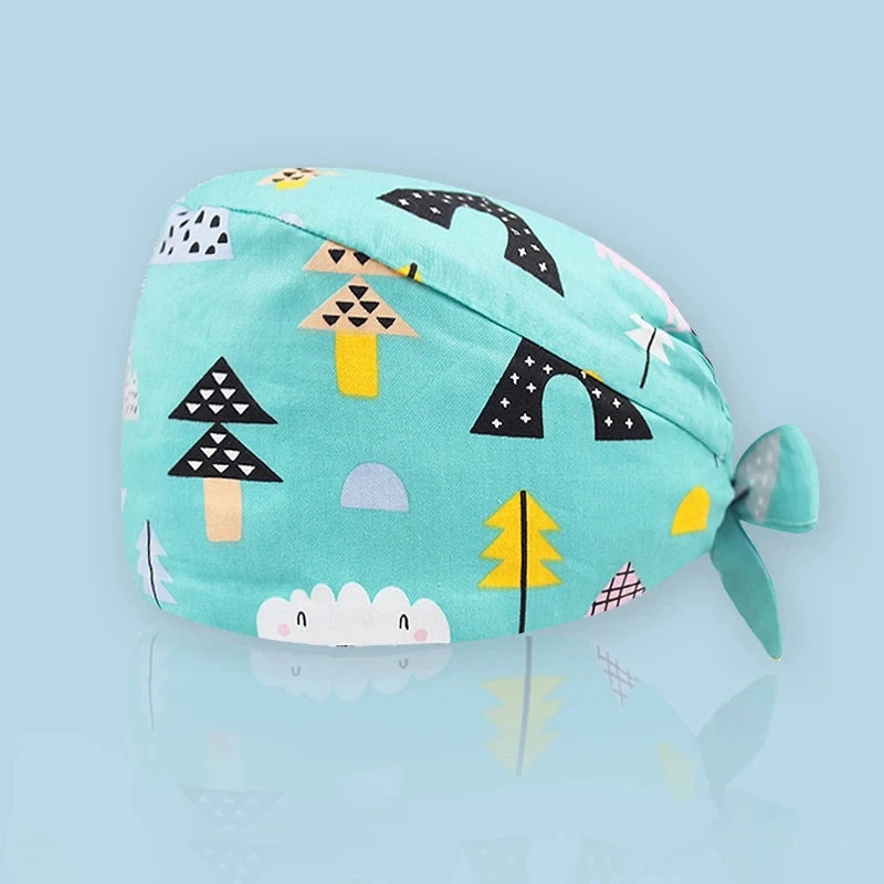 Nurse Scrubs Cap Adjustable Scrubs Hat Unisex Cotton Pink Print Nursing Caps Accessories Medical Work Hat Pet Shop Surgicals Hat