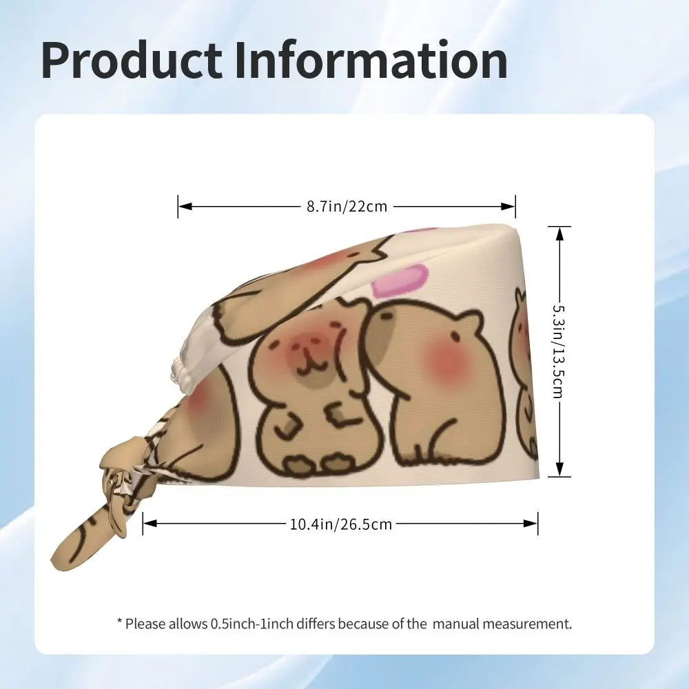 Custom Cartoon Capybara Medical Staff Scrubs Hat Women Men Comic Doctor Nursing Surgical Cap Scrub Caps