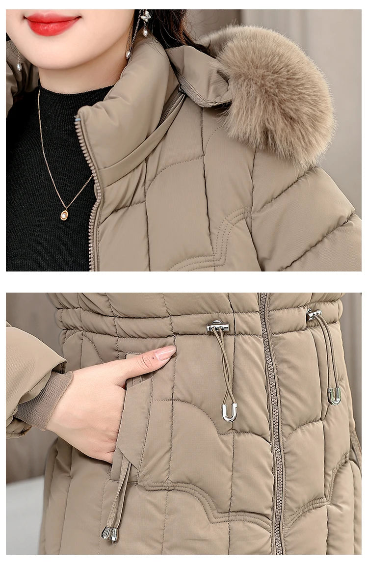 Winter  New Down Jacket Women Parkas Fashion High-Quality Warm Cotton Padded Coat Ladies Short Overcoat Hooded Overwear Tops