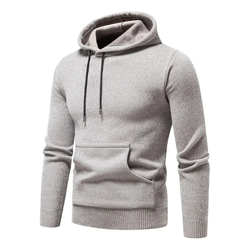New Autumn Winter Hoodies Men Fashion Hooded Sweatshirts Men Casual Knitted Pullovers Hooded Streetwear Solid Sports Sweatshirts