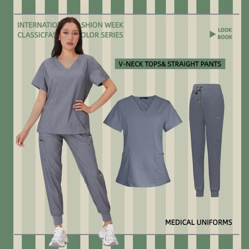 Surgical Uniforms Woman Scrub Set Medical Nurse Beauty Salon Workwear Clinical Scrubs Top Pants Spa Doctor Nursing Clinical Suit