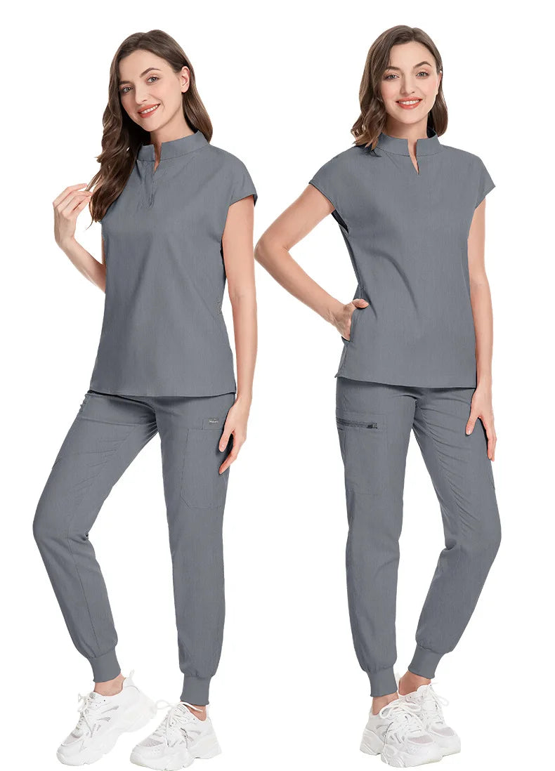 Slim Fit Scrubs Medical Uniforms Women Scrubs Tops Pant Hospital Nurses Accessories Dental Clinic Beauty Salon Spa Lab Workwear