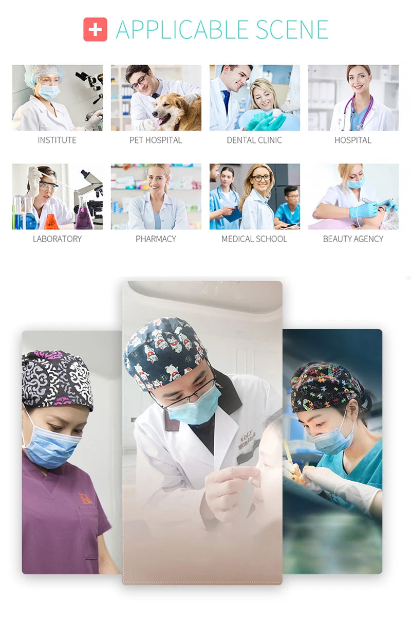 Solid color scrubs caps with button Pet Grooming Agency Work Scrubs Beauty Work Hats Lab nursing scrubs cap gorro enfermera