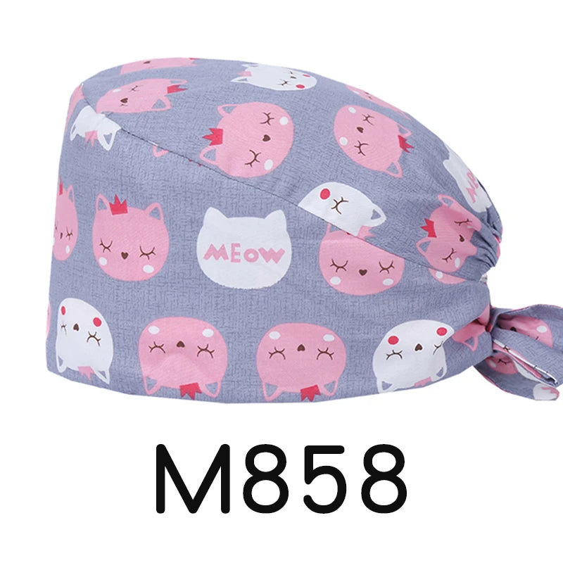 LONG HAIR Scrub Caps Surgical Medical Hats Cotton Nursing Caps Breathable Bouffant Healthcare Chef Pediatric Veterinary Hats M81