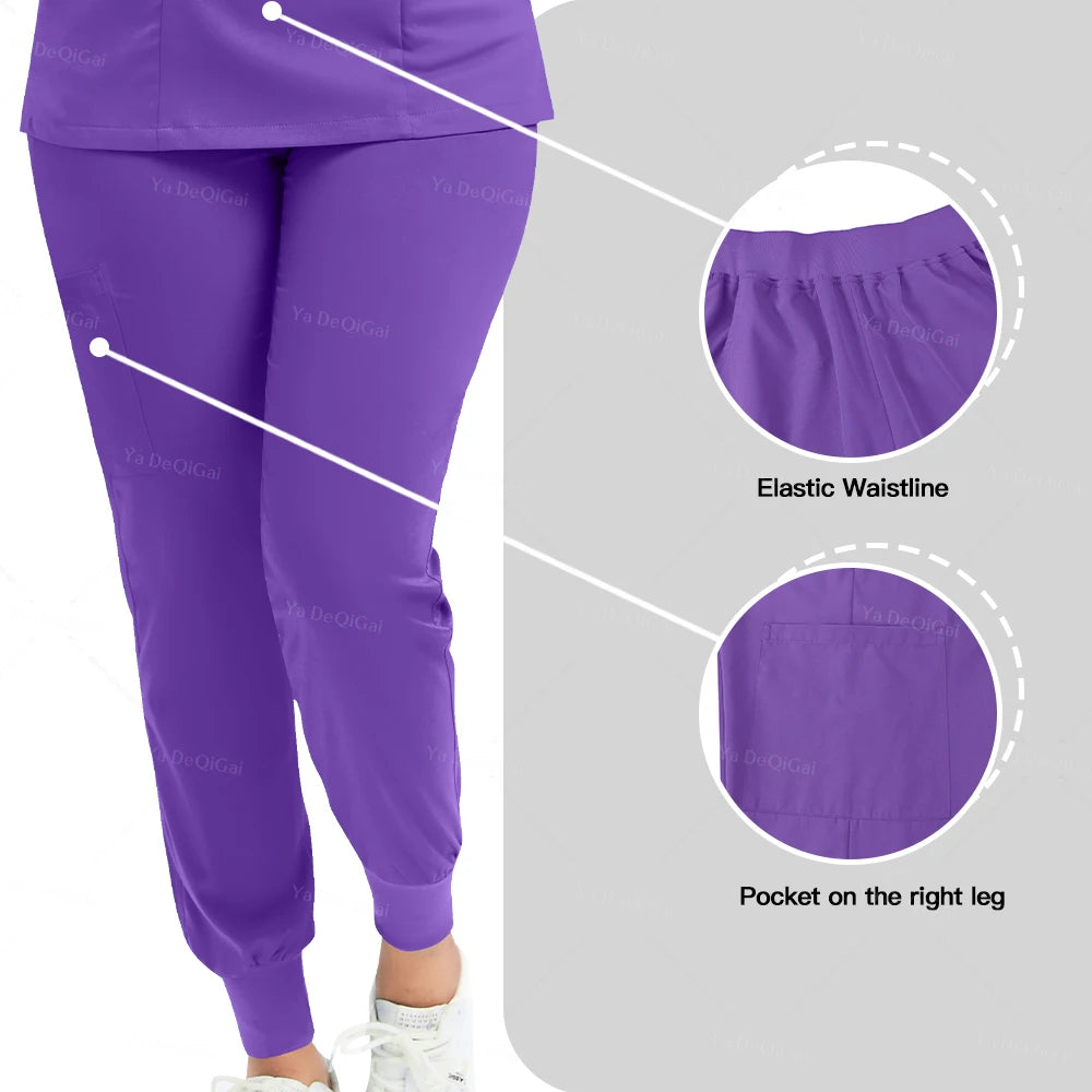 Beauty Workwear Women Medical Nurses Uniform Surgical Scrubs Set Spa Top Pants Clinic Carer Clothes Nursing Uniforms Jogger Suit