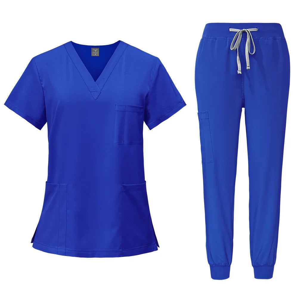 2025 Nurse Uniforms Men Medical Scrub Set Workwear Beauty Clothes Split Suit Short Sleeve Pocket Surgical Uniform Pet Dentist