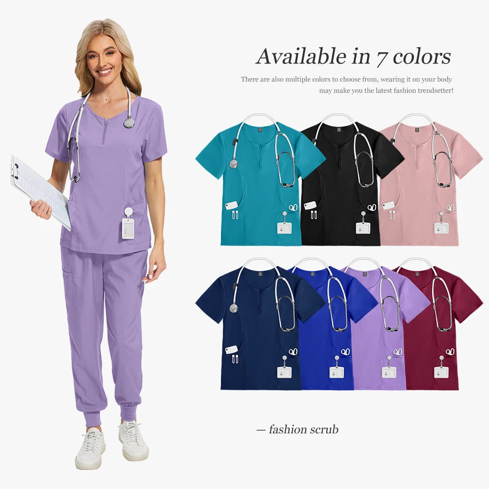 Scrub Sets Uniform Women Joggers Nurse Accessories Elastic Breathable Surgical Uniforms Beauty Salon Lab Coat Pharmacy Work Wear