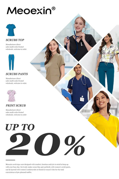 Scrubs Nursing Accessories Medical Surgical Gowns Doctor Nurse Special Scrub Men Solid Color Work Wear Spa Unifroms Women Unisex