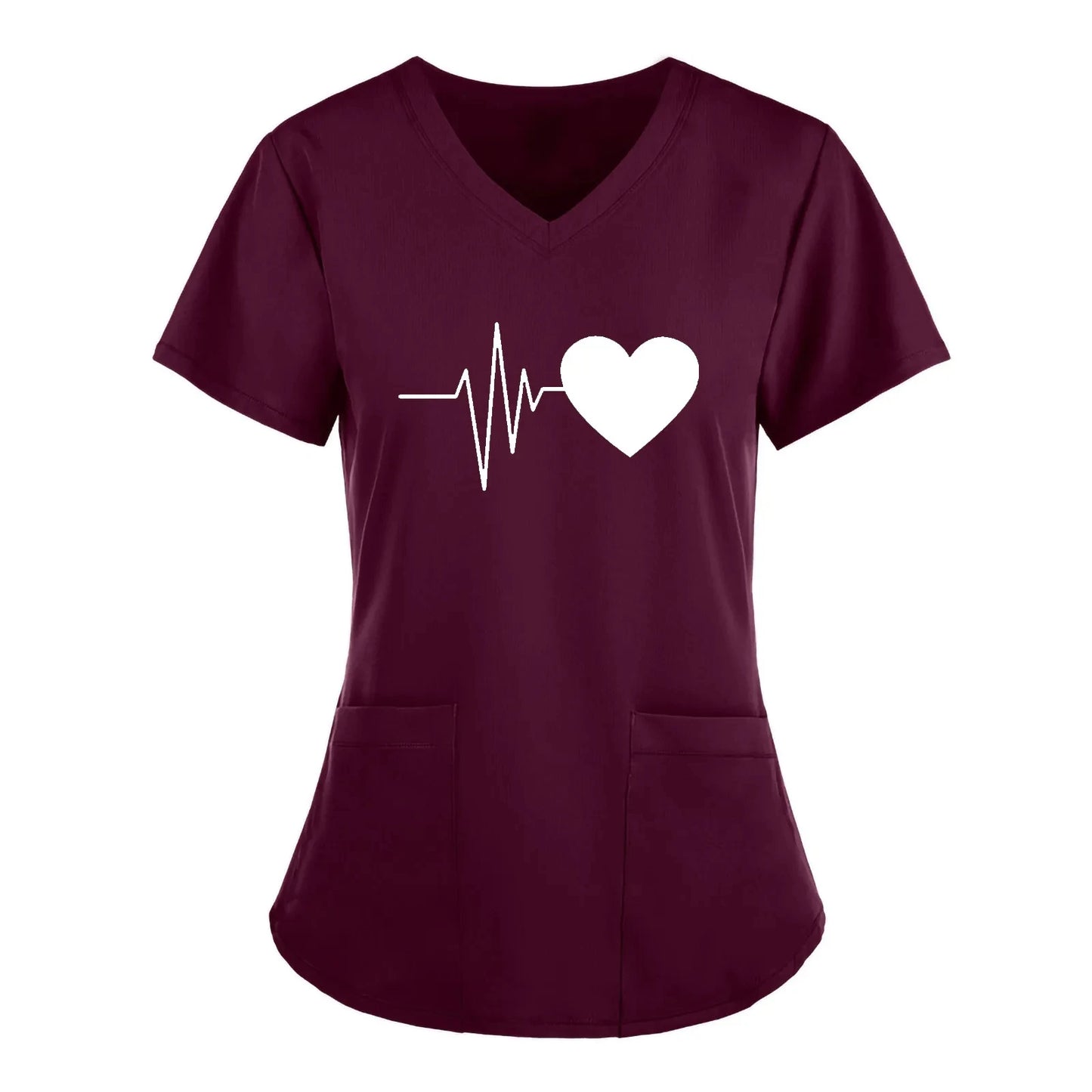 Scrubs Medical Uniforms Woman Top Fashion V Neck Soild Short Sleeve Tops Pocket Working T-Shirts Blouse Women's Athletic Shirts