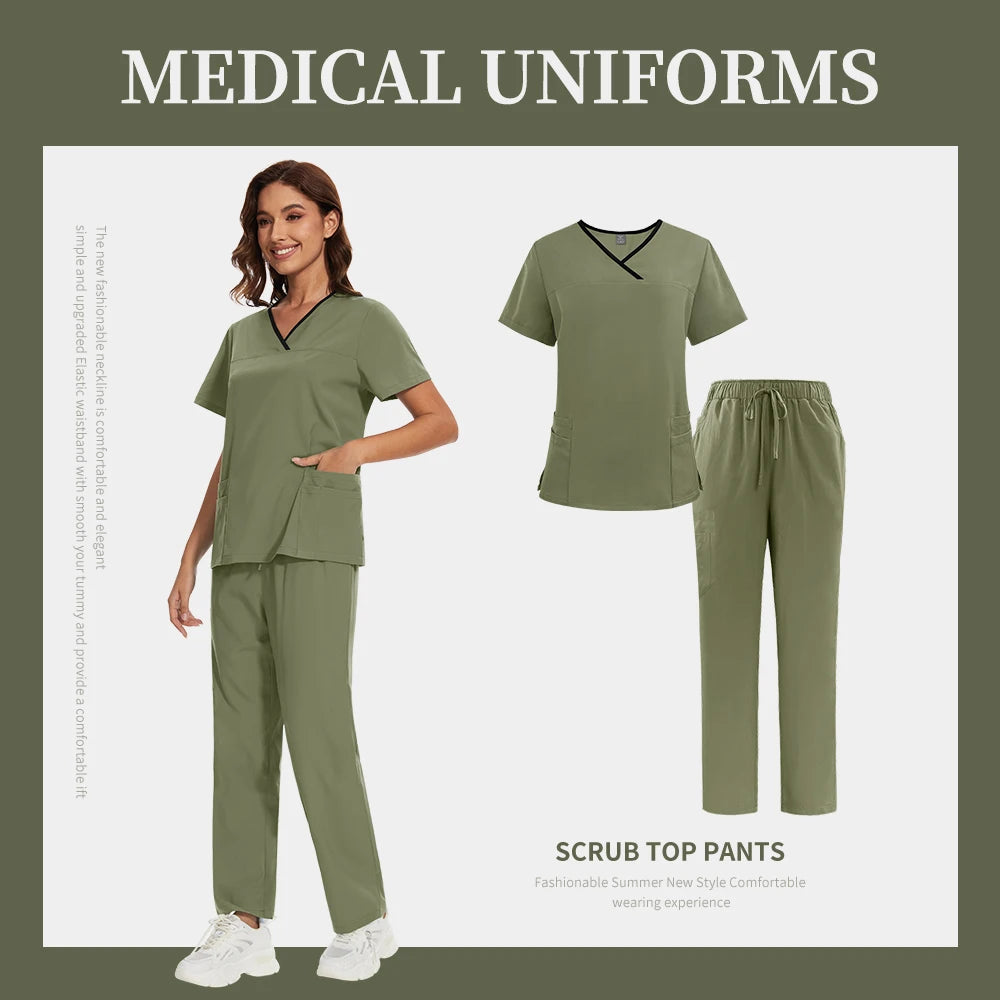 Scrub Uniforms Sets Hospital Clothes for Women Scrubs Set Quick-Drying Comfortable Nursing Outfits Pet Clinic Veterinary Uniform
