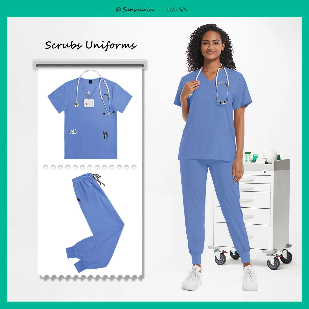Hospital Scrubs Sets Doctor Nursing Uniform Suit for Male Female Dental Clinic Supplies Nurse Uniforms Women Medical Accessories