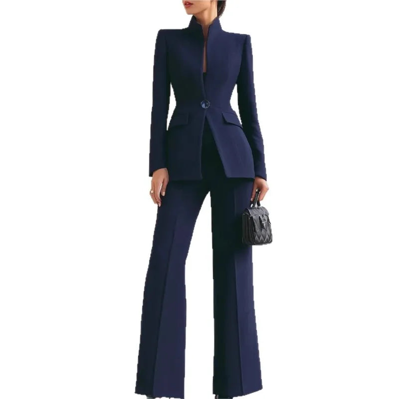 Women Suit 2 Pieces White Single Button Solid Slim For Wedding Business Work Office Daily Commute Casual Set Blazer And Pants