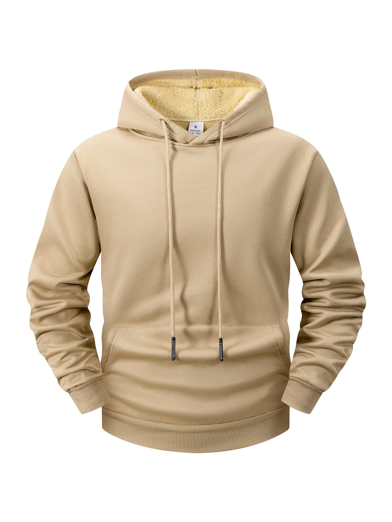 Winter Men's Fleece Hoodies Solid Color Casual Warm Long Sleeve Pullover New Crew Neck Hooded Sweatshirt Streetwear Men Clothing