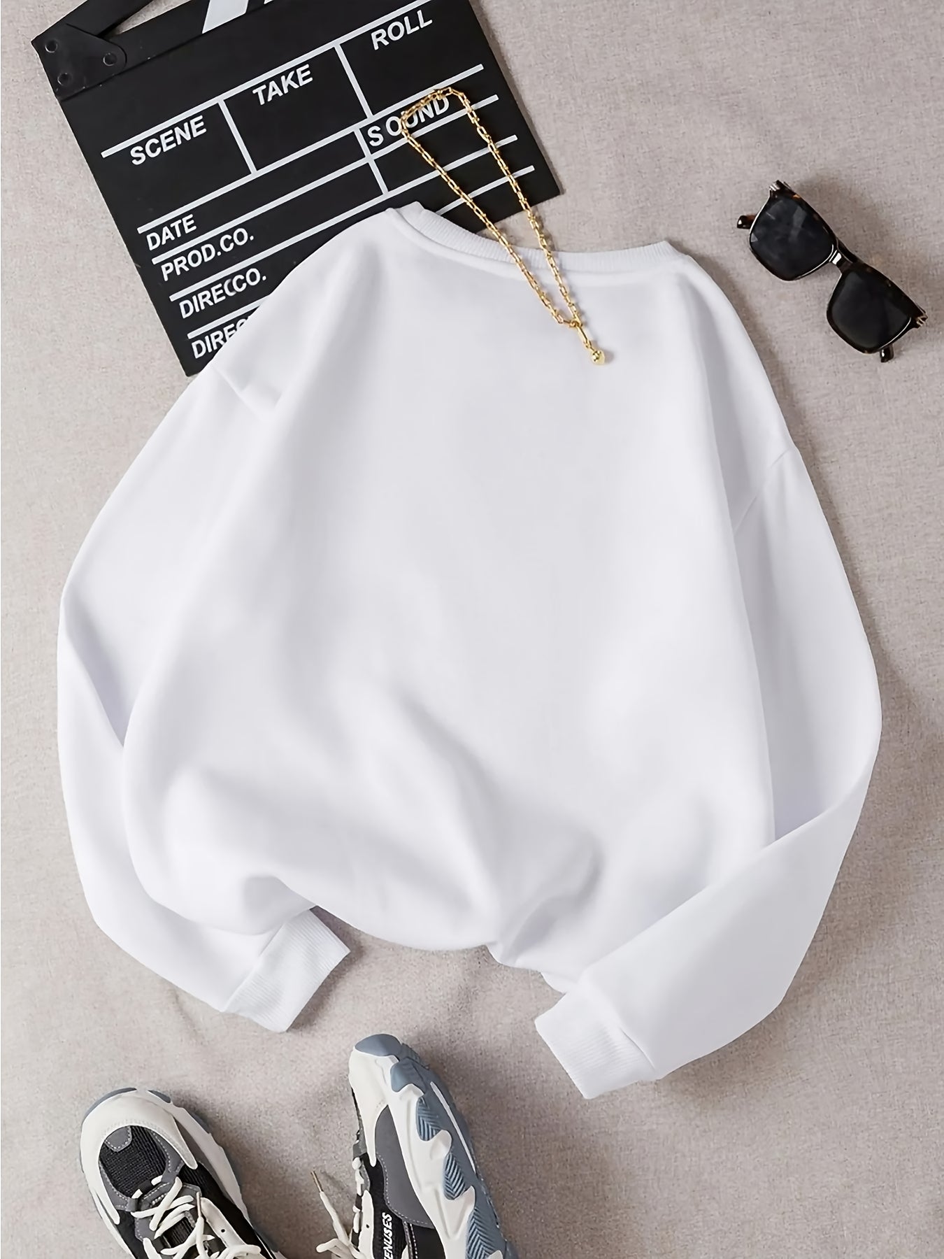 [Relaxed Fit] Women's "NURSE" Letter Print Crew Neck Sweatshirt - Cozy Long Sleeve Pullover, Casual Loose Fit, Perfect for Fall/Winter, Machine Washable, Polyester, Casual Wear|Casual Style|Machine Washable Garment