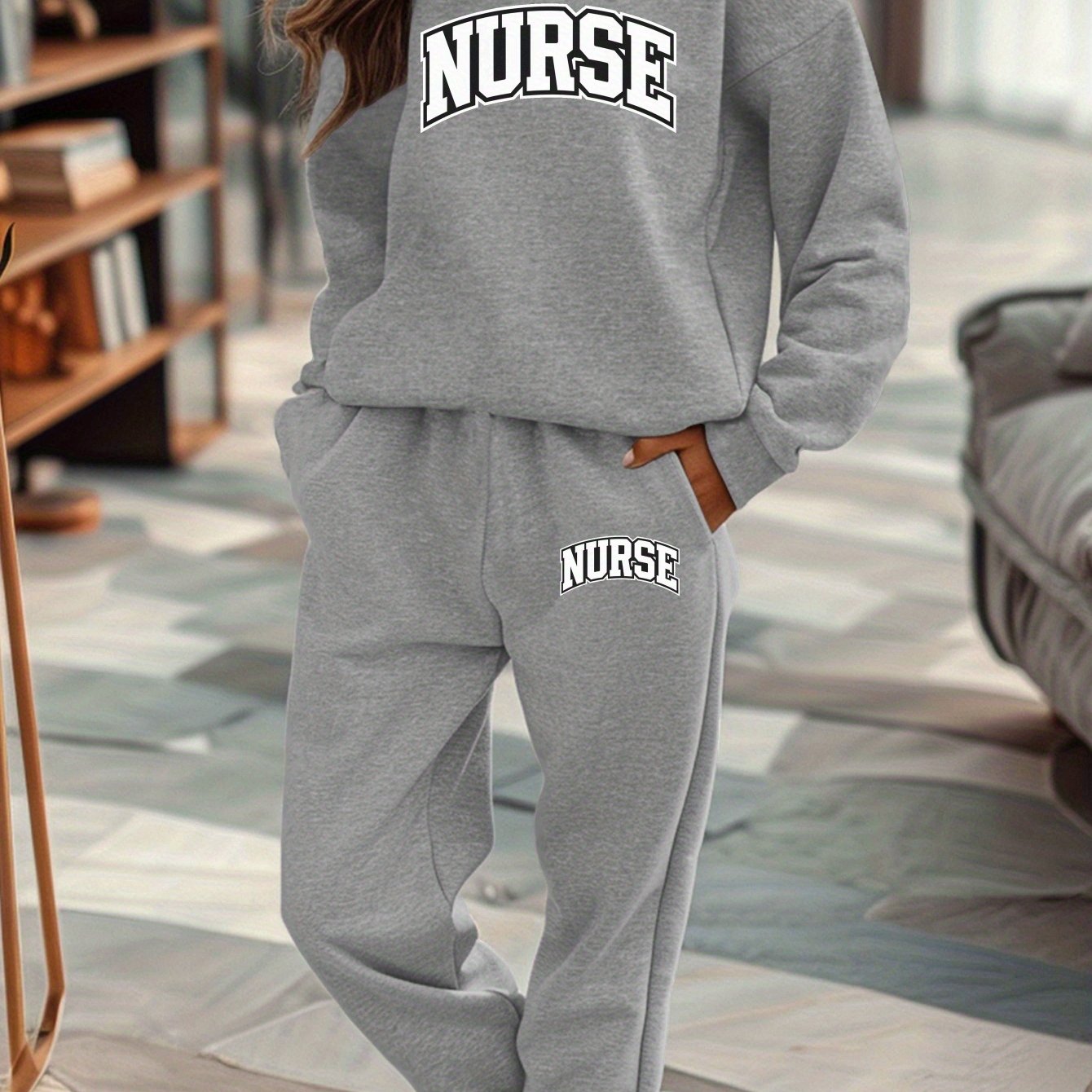 NURSE on dark background women sweatshirt and sweatpants set