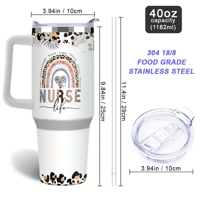 1pc, 40oz Insulated Nurse Tumbler - Keeps Drinks Scorching Hot or Icy Cold for Hours - Durable, BPA-Free, Easy to Clean, and Perfect Gift for Women Nurses, Nurse Practitioners, and Nursing Students on Christmas, Appreciation,