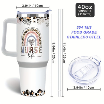 1pc, 40oz Insulated Nurse Tumbler - Keeps Drinks Scorching Hot or Icy Cold for Hours - Durable, BPA-Free, Easy to Clean, and Perfect Gift for Women Nurses, Nurse Practitioners, and Nursing Students on Christmas, Appreciation,